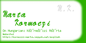 marta kormoczi business card